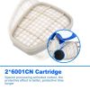 Reusable Respirator Full Facepiece Gas Mask Face Cover; Professional Breathing Protection with Goggles Against Paint Gas Dust Organic Vapors; for Pain