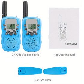 2pc Multifunctional Portable Kids Walkie Talkie With LED Backlight For Outdoor Camping Hiking (Color: 2pcs Blue)