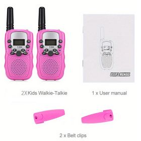 2pc Multifunctional Portable Kids Walkie Talkie With LED Backlight For Outdoor Camping Hiking (Color: 2pcs Pink)