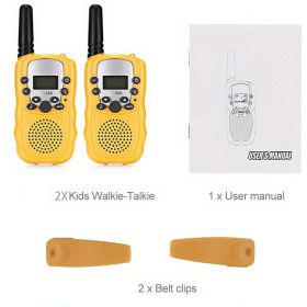 2pc Multifunctional Portable Kids Walkie Talkie With LED Backlight For Outdoor Camping Hiking (Color: 2pcs Yellow)