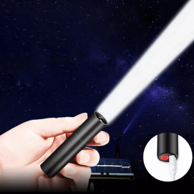 Mini LED Flashlight Rechargeable Multi-Purpose Long-Range Portable Ultra-Bright Household Small Mini Portable Lantern (Emitting Color: Aluminum Zoom)