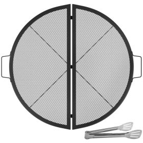 Foldable Outdoor Camping Round Cooking Grate Stainless Steel Fire Pit Grill Grate (Color: As pic show, size: 30")