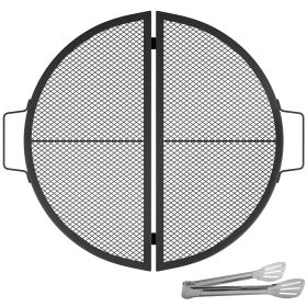 Foldable Outdoor Camping Round Cooking Grate Stainless Steel Fire Pit Grill Grate (Color: As pic show, size: 22")