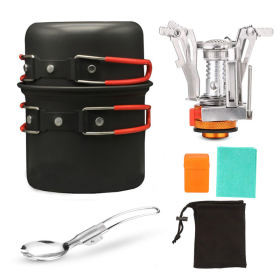 Portable Folding Cookware Set For Outdoor Barbecue Camping Trip Cookware (Color: As pic show, Style: A)